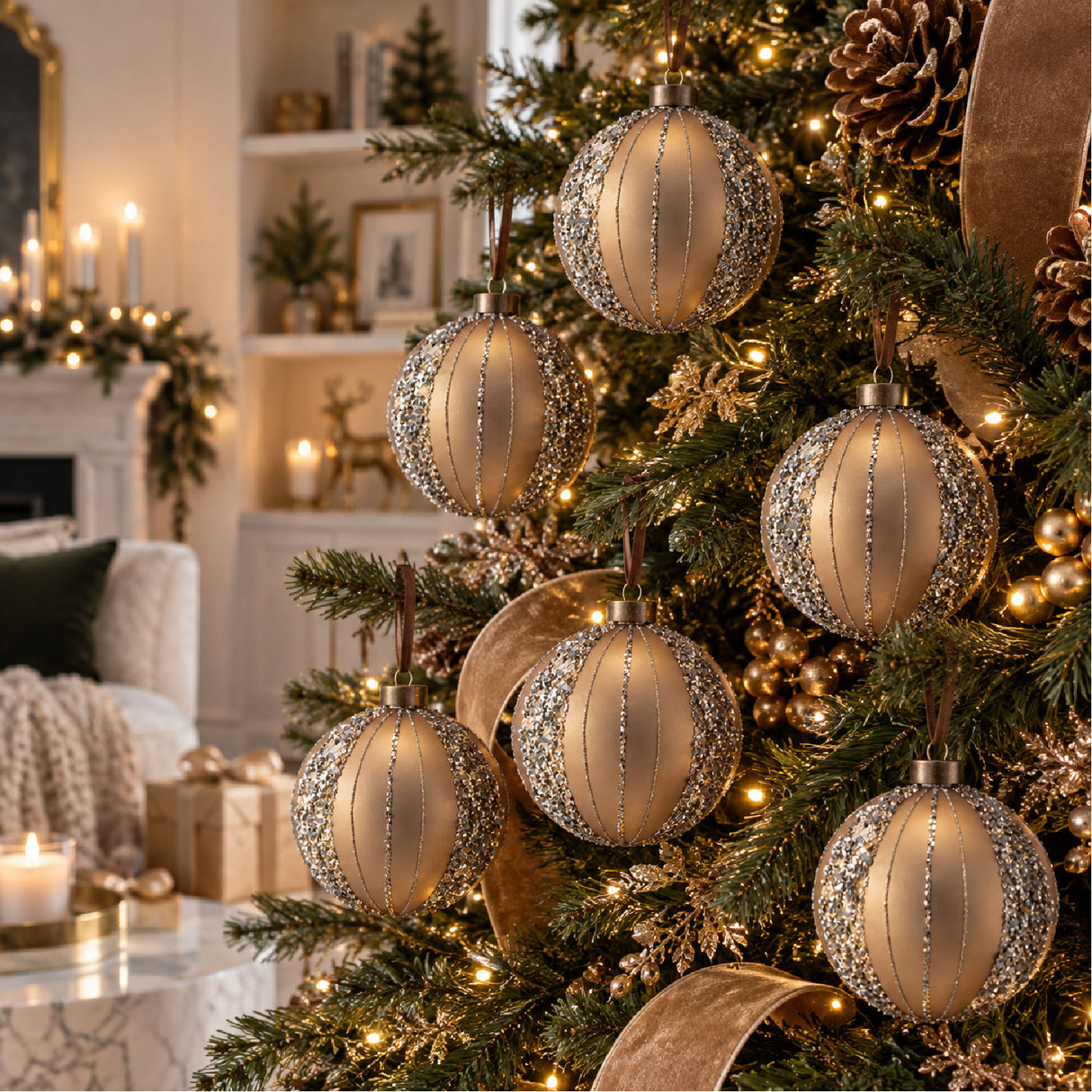 Golden Christmas Decorative Balls (6) | OROA