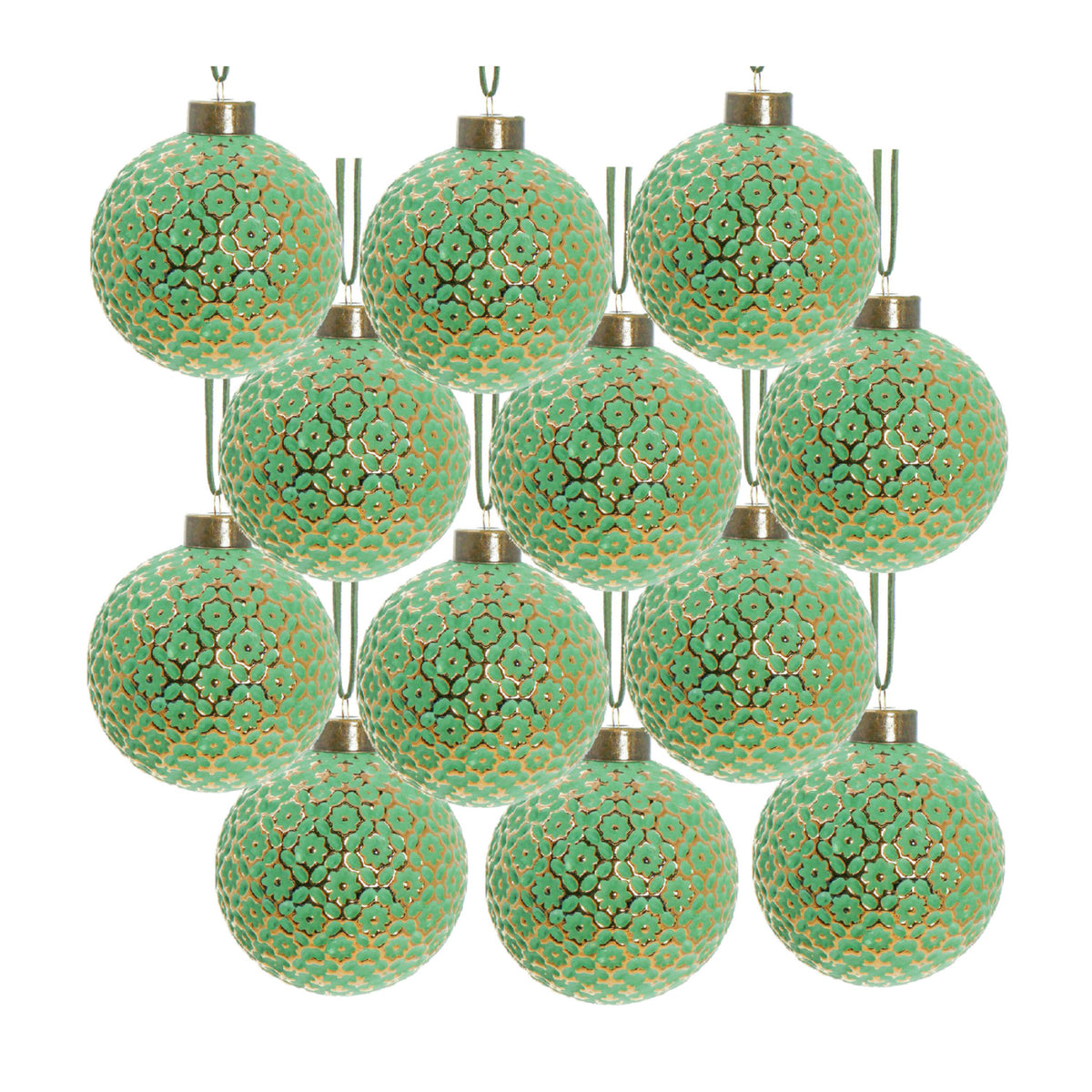 Glass Christmas Ball Ornaments Set (12) | OROA