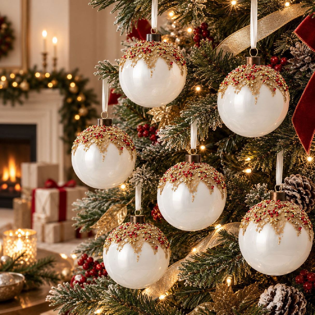 Glass Christmas Tree Hanging Balls (6) | OROA