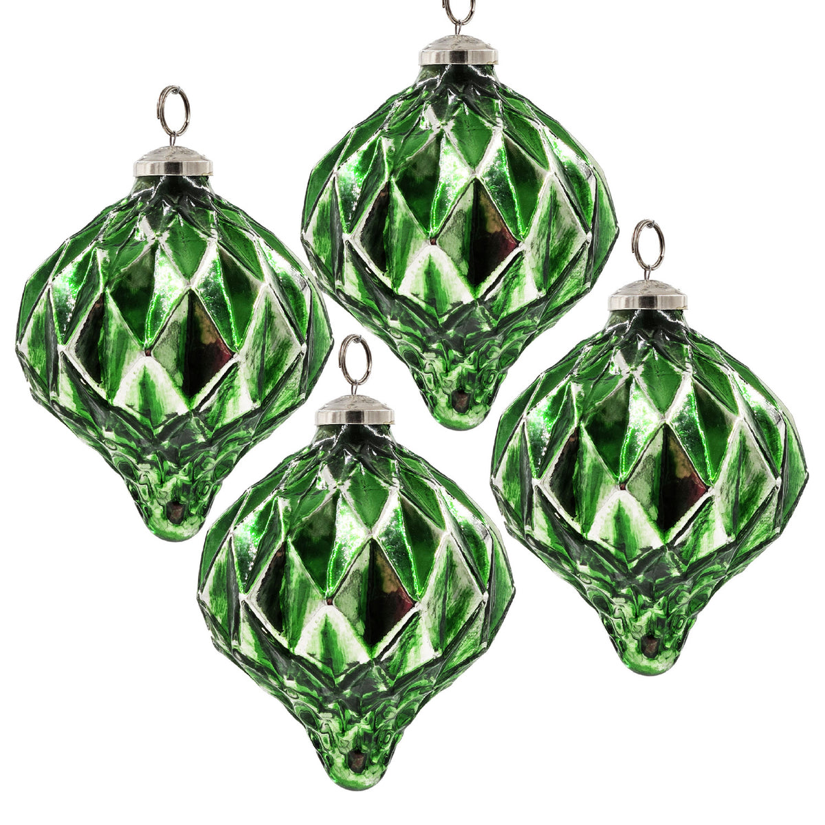 Green Glass Decorative Hanging Balls (4) | OROA