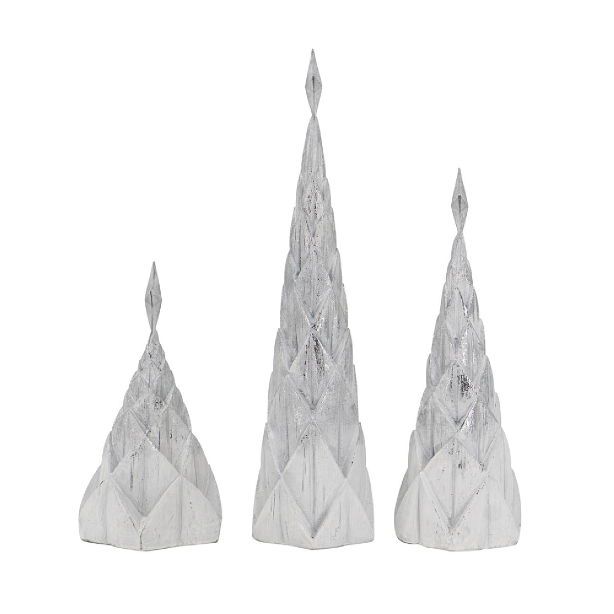 Resin White/Silver Christmas Tree (Set of 3) | OROA