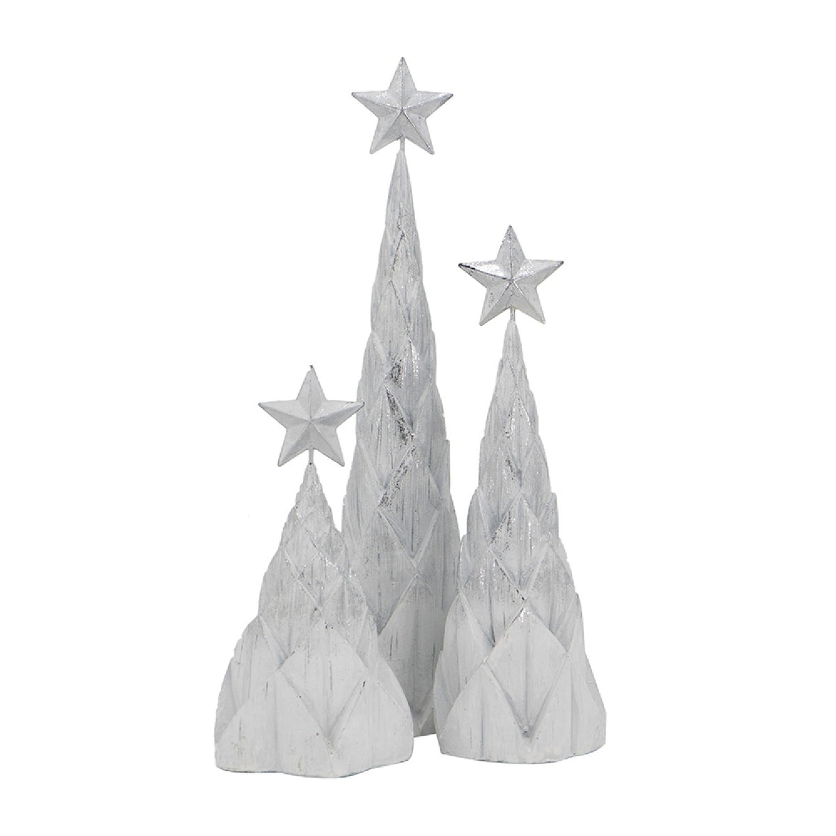 Resin White/Silver Christmas Tree (Set of 3) | OROA