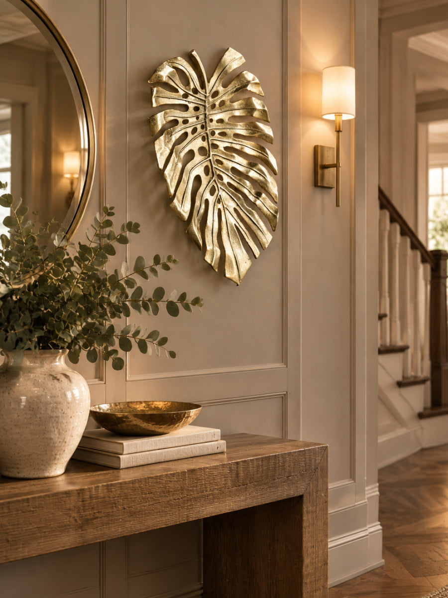 Modern European furniture - Gold Monstera Leaf Wall Decor - www.oroa.com