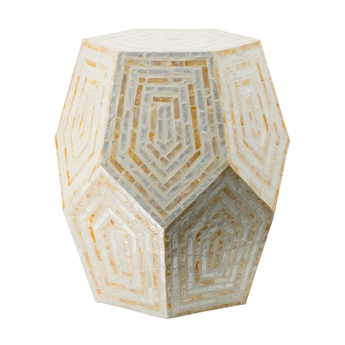 Modern European furniture - Hexagonal Capes Capiz Accent Stool - www.oroa.com