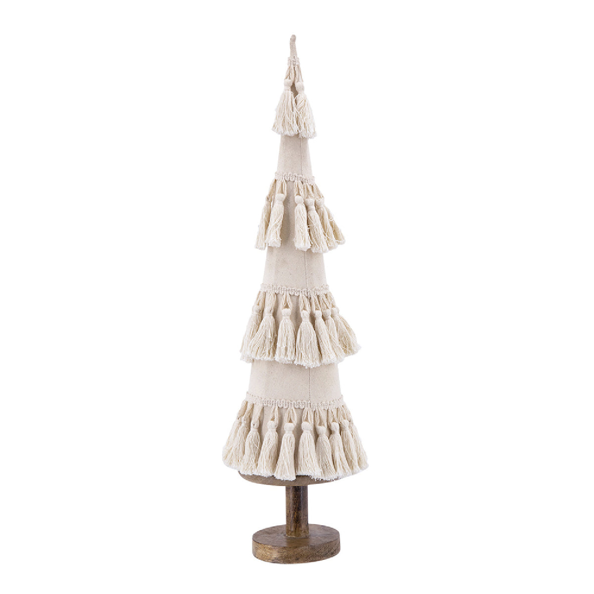 Fringes Embellished Cone Christmas Decor | OROA