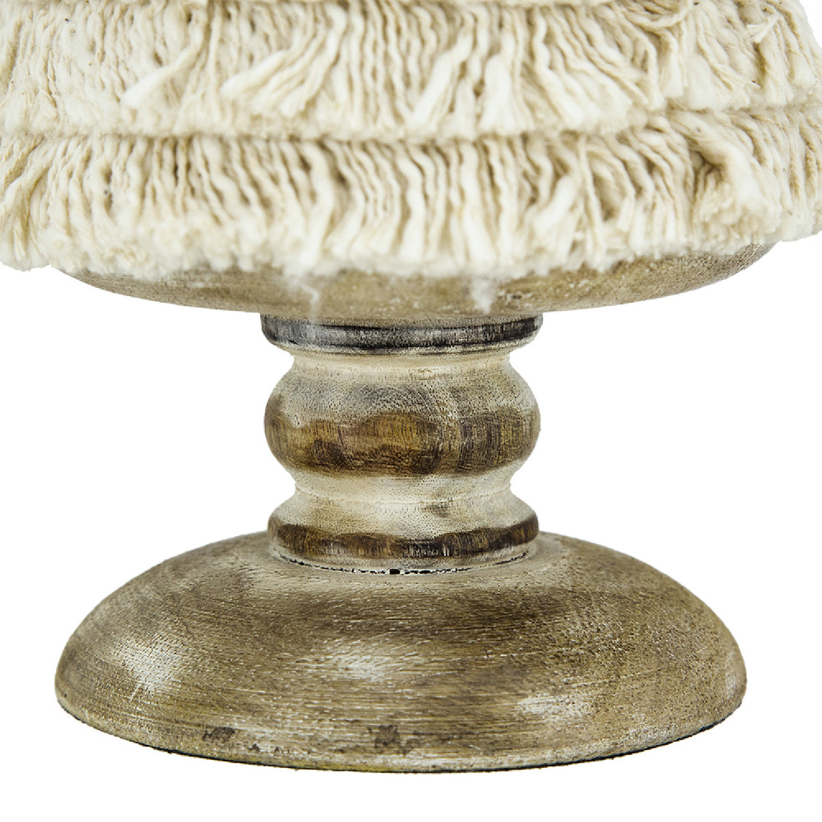 Christmas Fringed Embellished Cone with Wooden Base | OROA