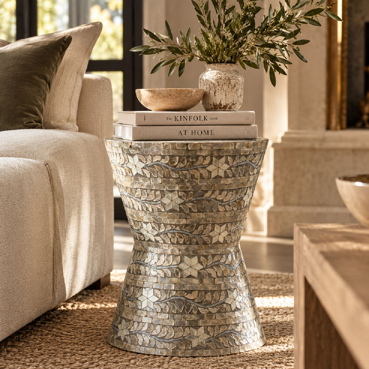 Tapered Garden Capiz Stool | OROA