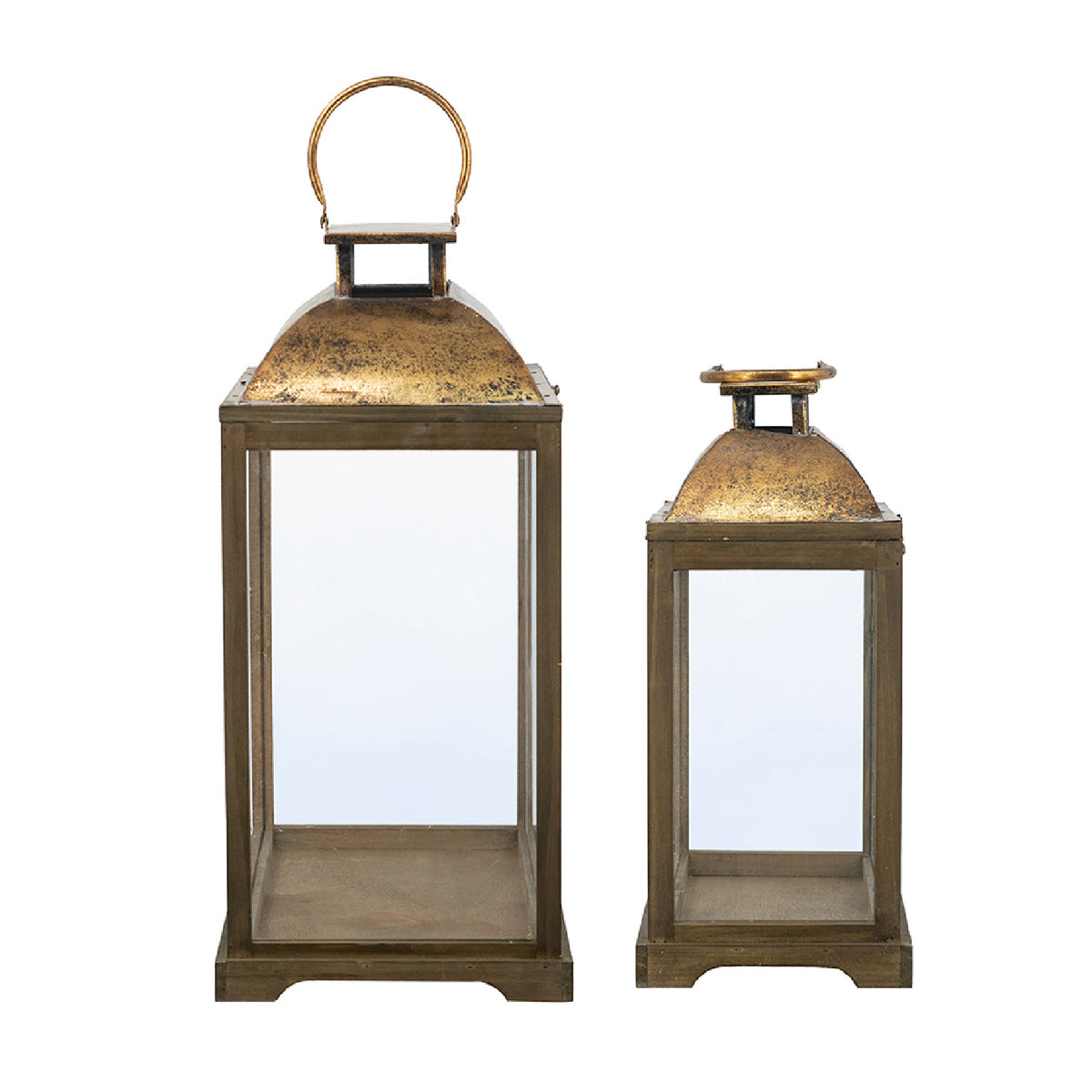Modern European furniture - Rustic Antique Glass Lantern (Set of 2) - www.oroa.com
