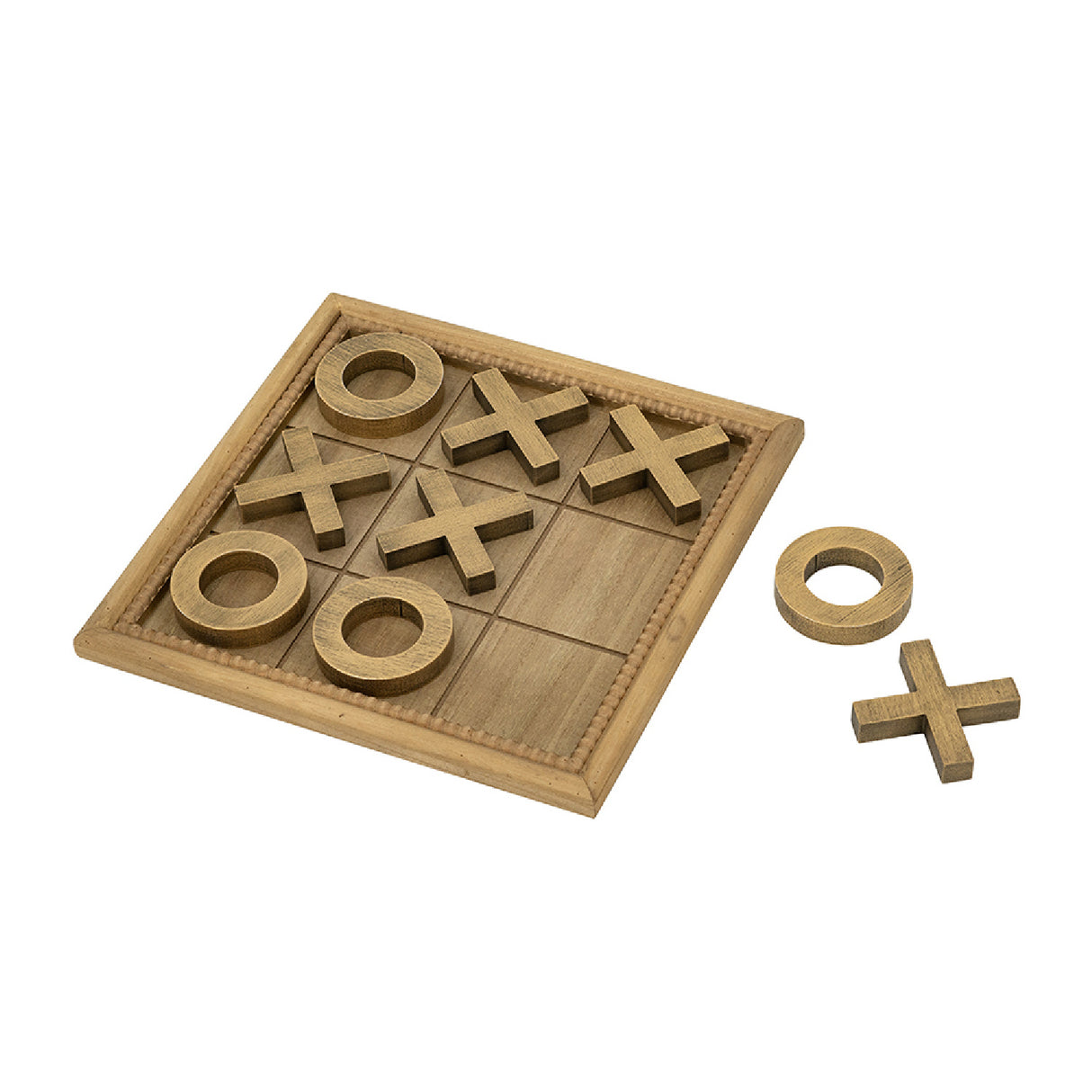 Brown and Gold Finish Tic-Tac-Toe Decor Accent | OROA