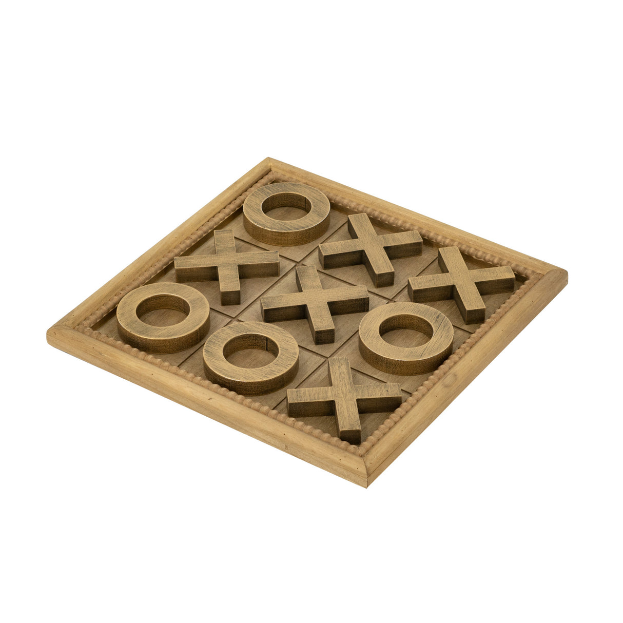 Brown and Gold Finish Tic-Tac-Toe Decor Accent | OROA
