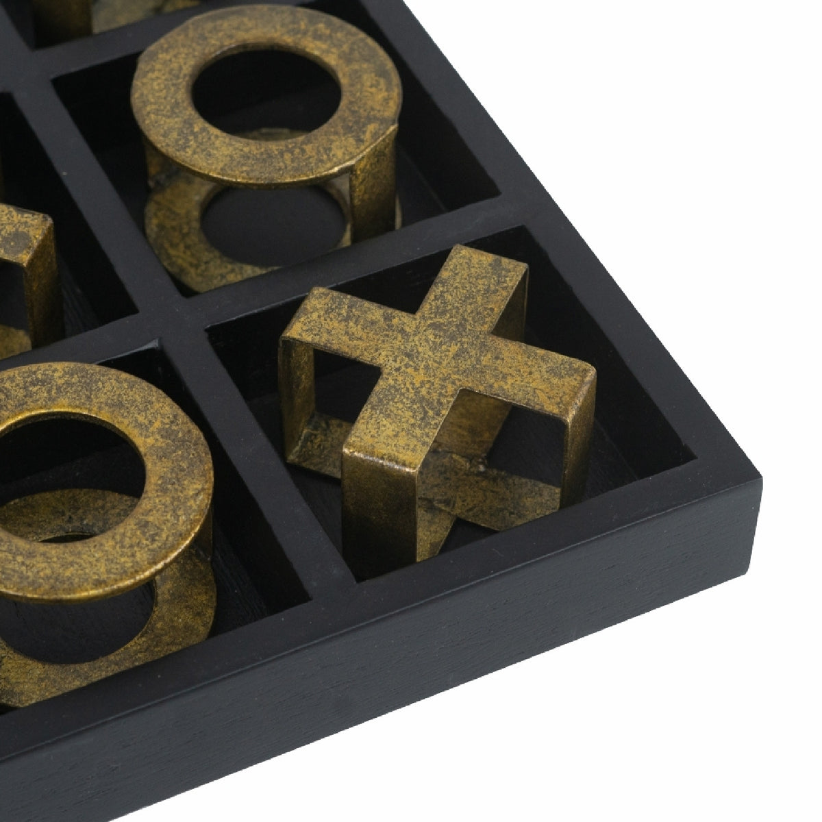 Black Wooden Tic-Tac-Toe Game Set | OROA