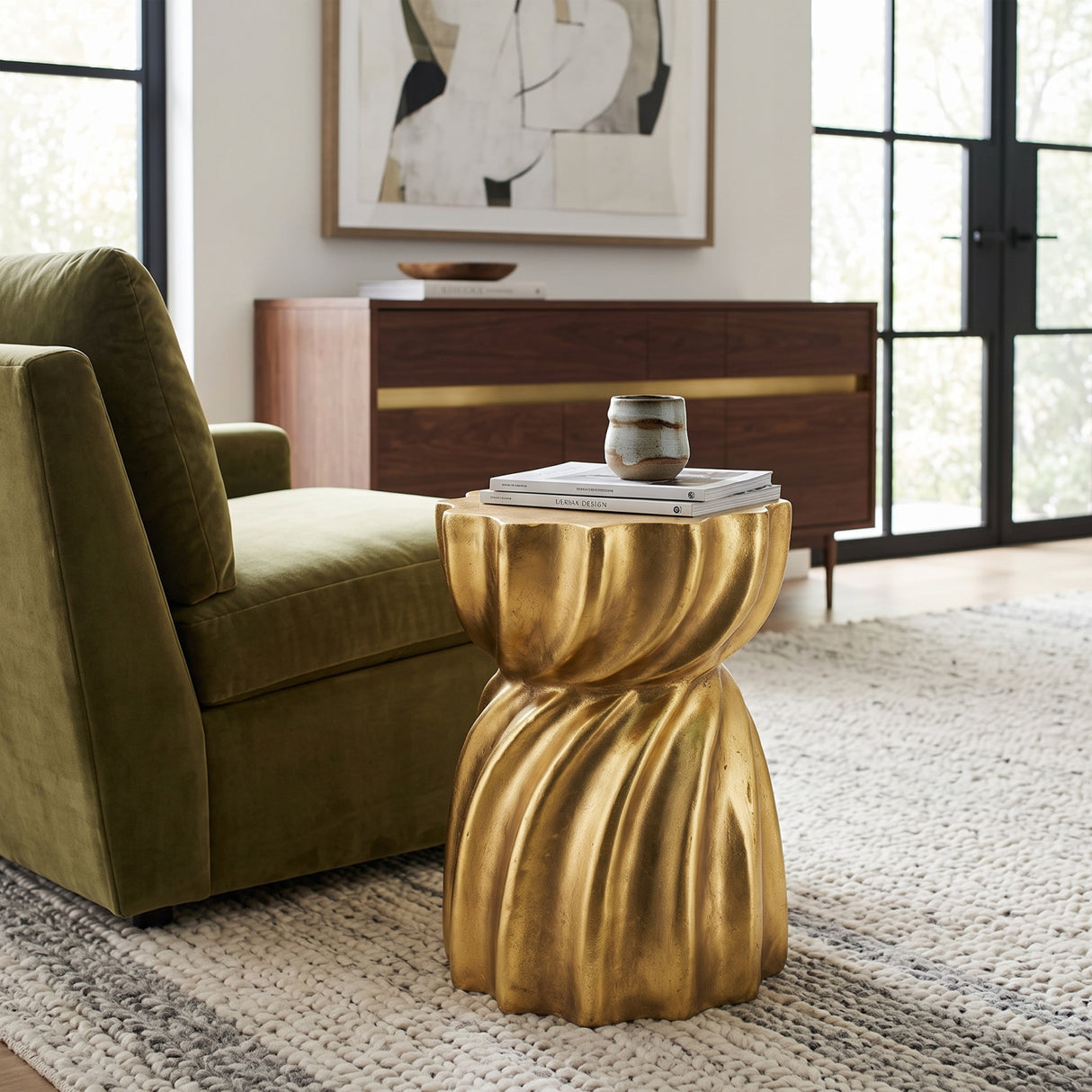 Gold Sculptural Swirl Side Table | OROA
