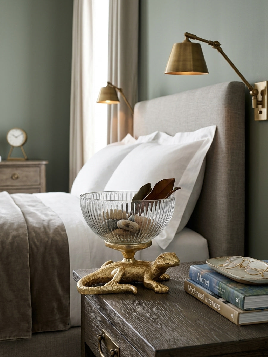 Modern European furniture - Ribbed Glass Decorative Bowl - www.oroa.com