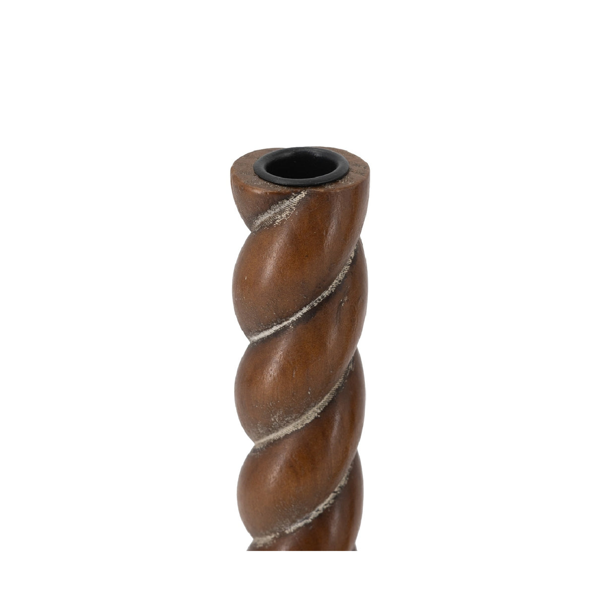 Brown Wooden Spiral Candle Holder | OROA