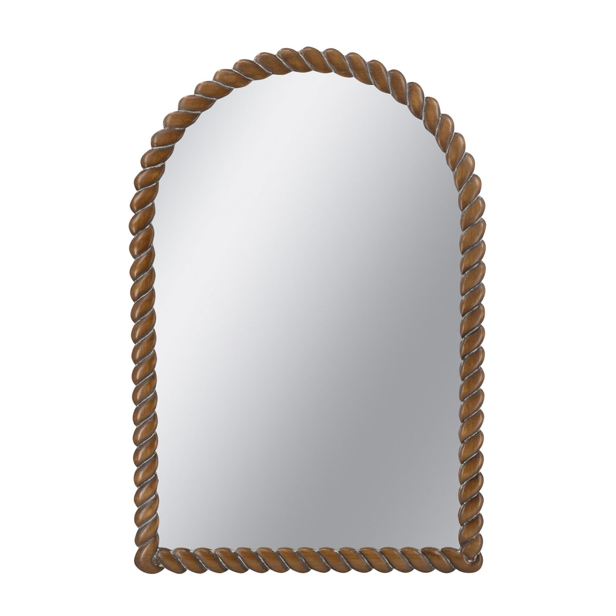 Arched Brown Pine Wood Frame Wall Mirror | OROA