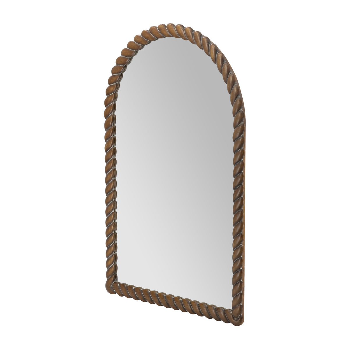Arched Brown Pine Wood Frame Wall Mirror | OROA