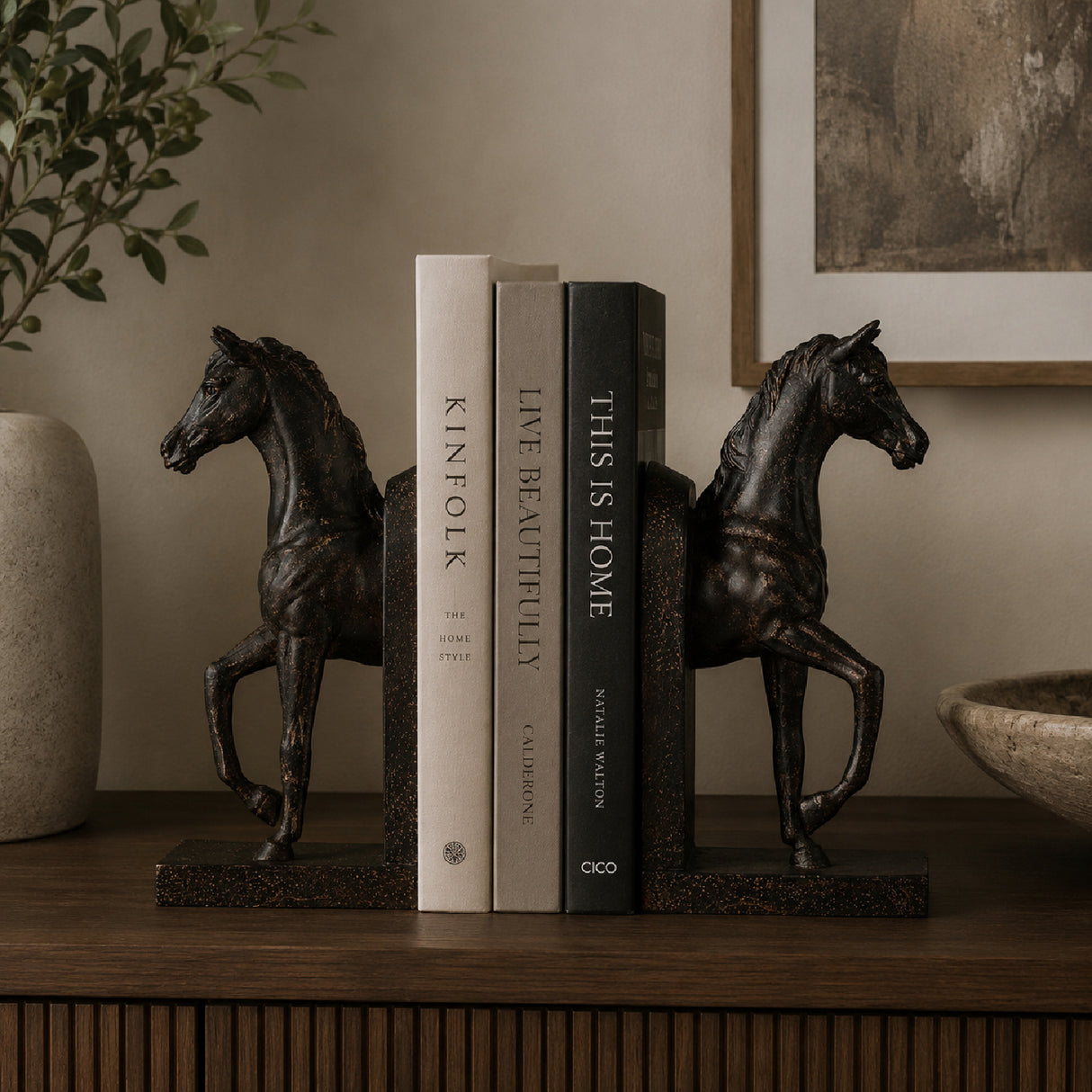 Brown Trotting Horse Bookends | OROA