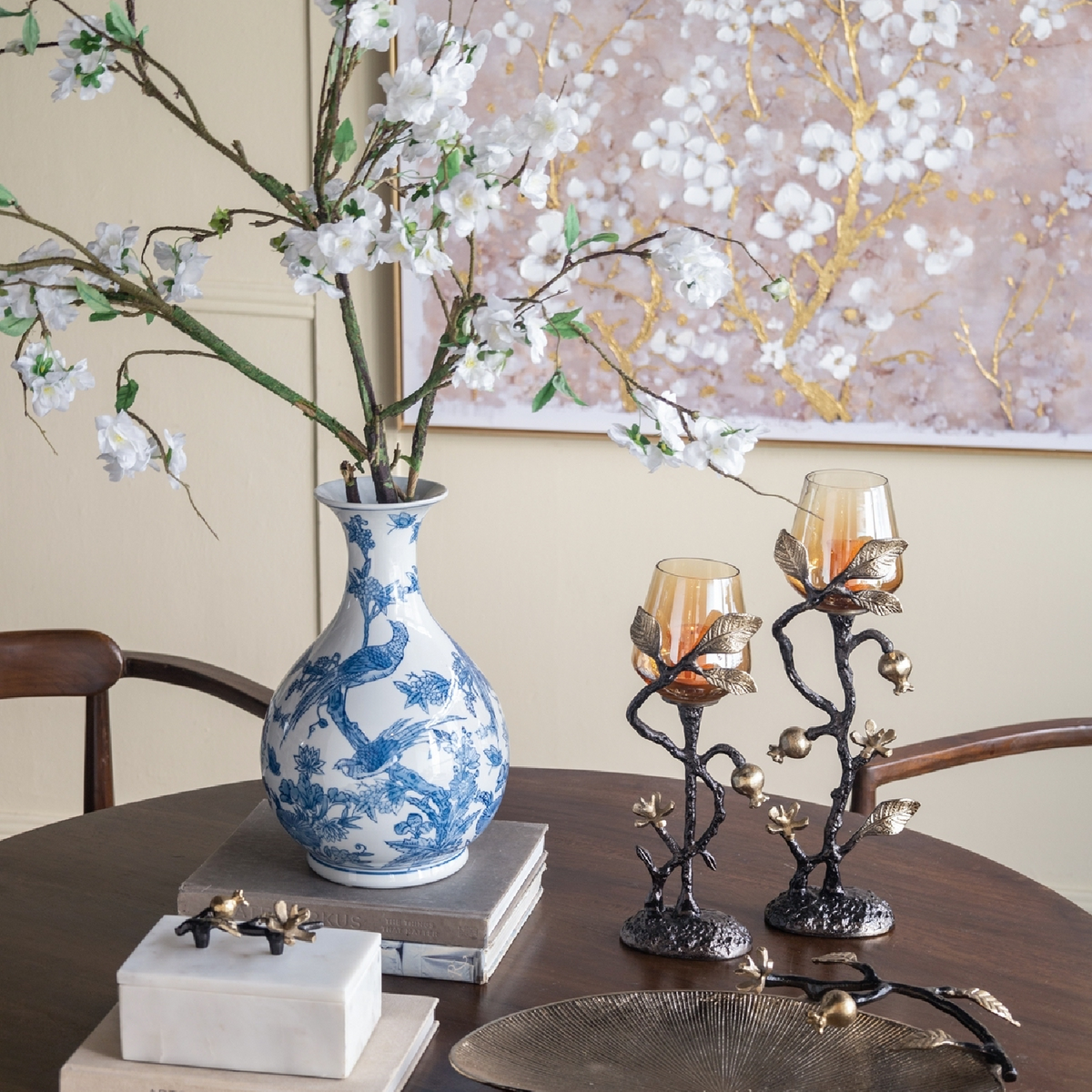 Black Gold Floral Candle Holder | OROA