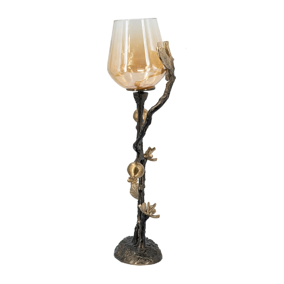 Black Gold Floral Candle Holder | OROA