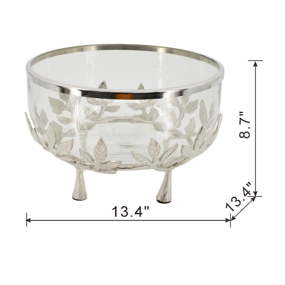 Modern European furniture - Silver Aluminum and Glass Bowl with Floral Legs - www.oroa.com