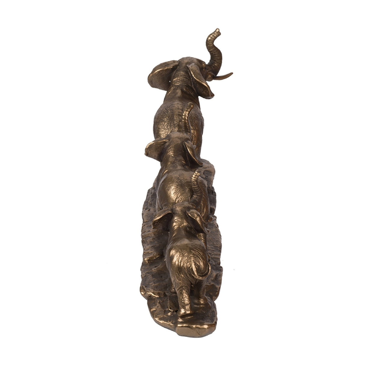 Antique Copper Elephant Family Statue | OROA