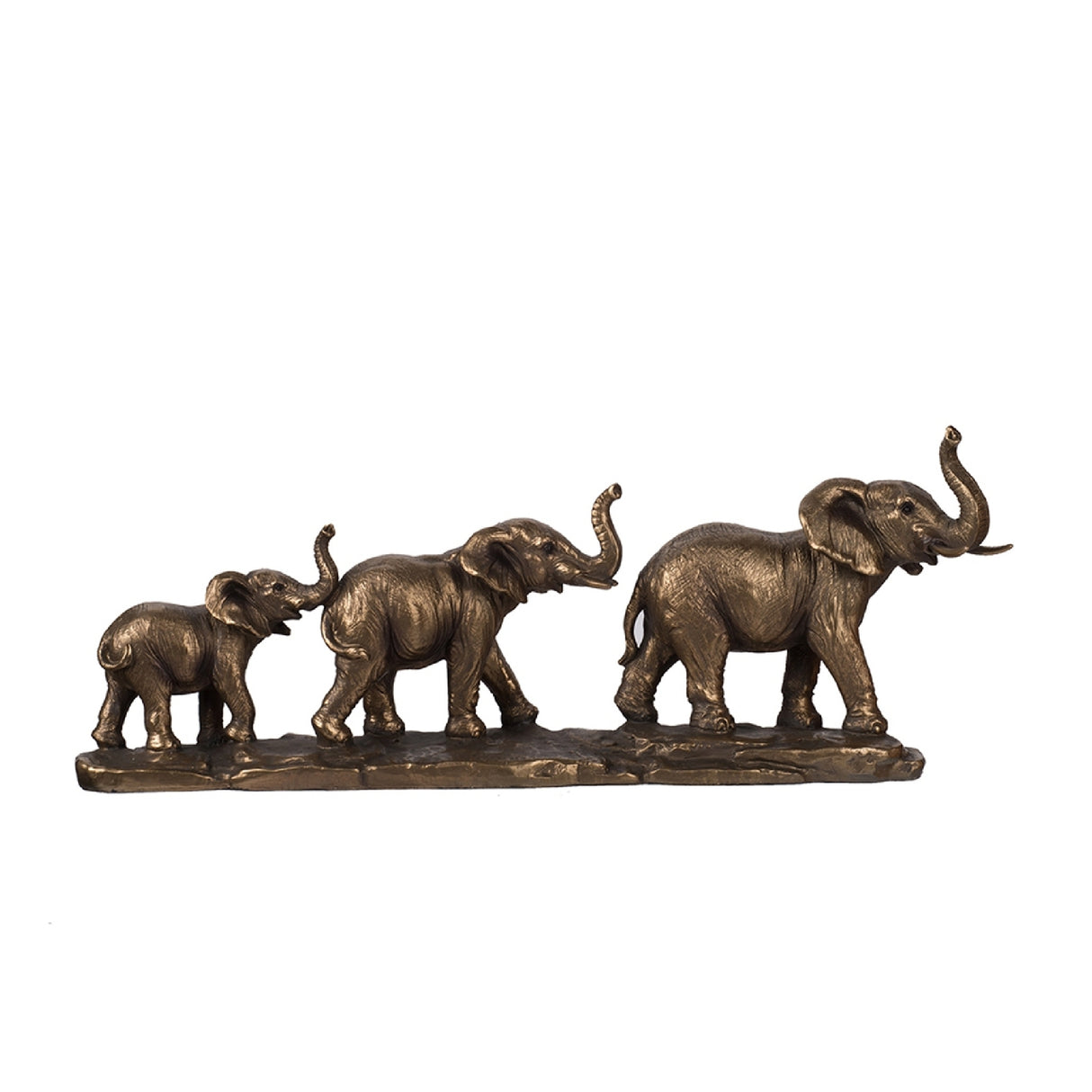 Antique Copper Elephant Family Statue | OROA