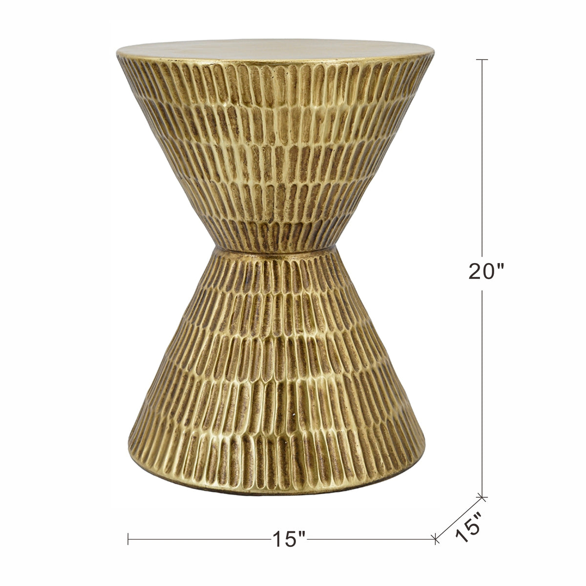 Modern European furniture - Antique Gold Hourglass Shape Side Table - www.oroa.com