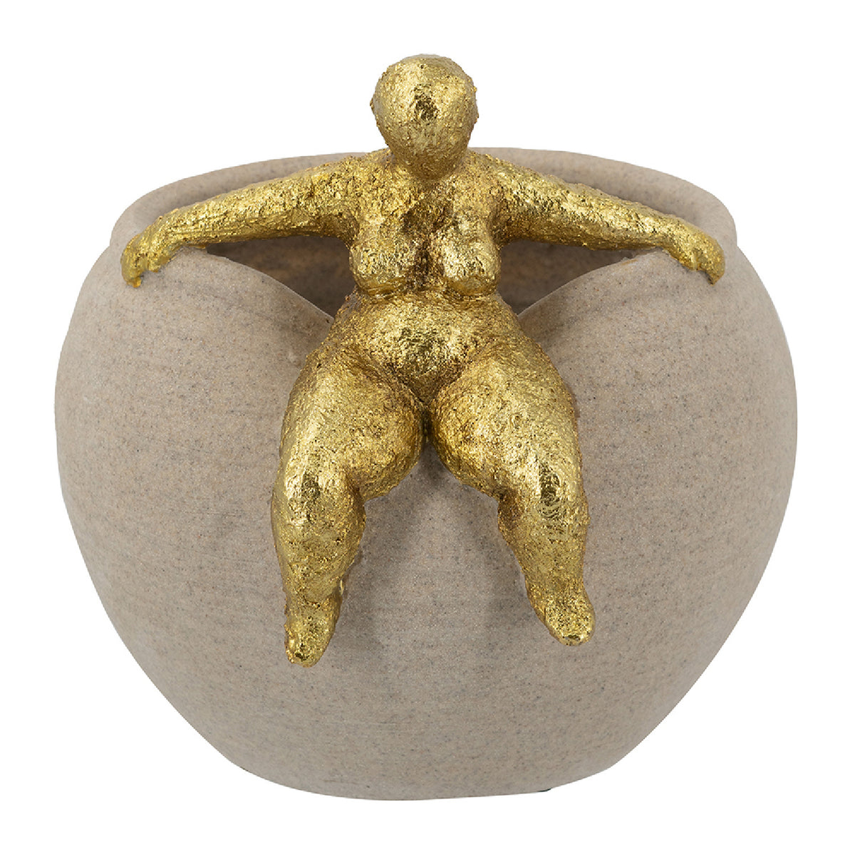 Round Planter with Abstract Figurine | OROA
