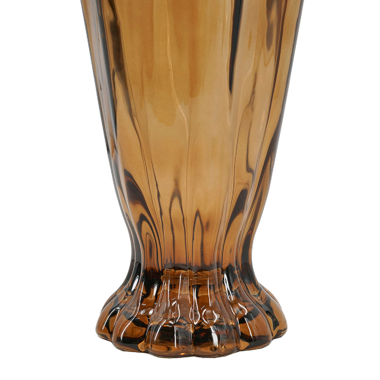 Vintage Brown Ruffle Glass Vase | OROA