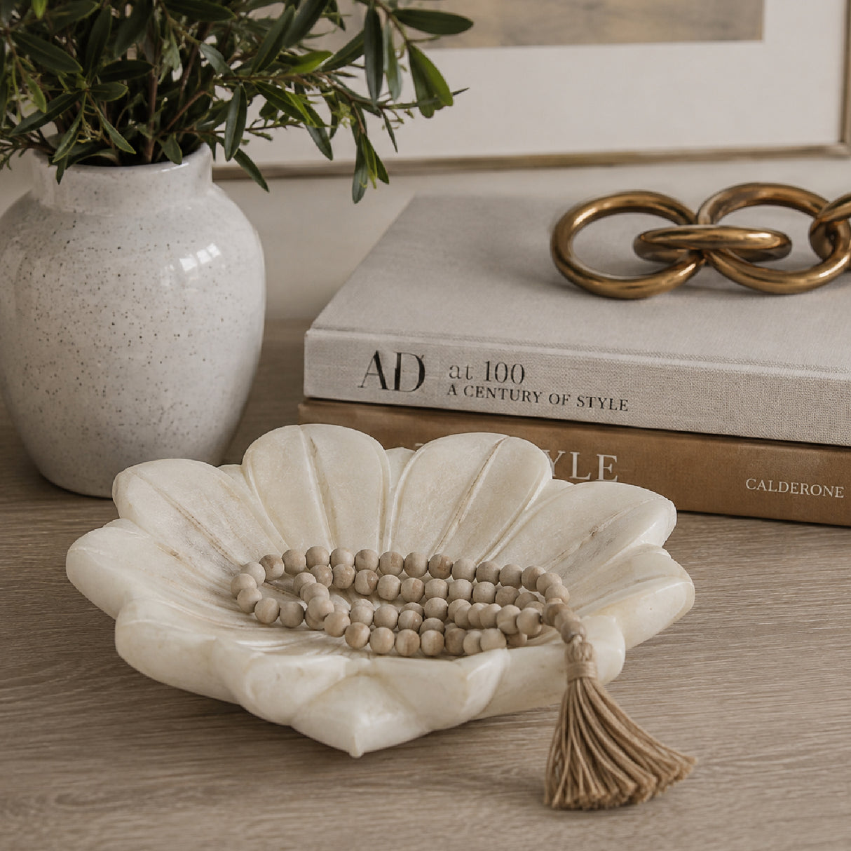 Hand-Finished Lotus Flower Decorative Bowl | OROA