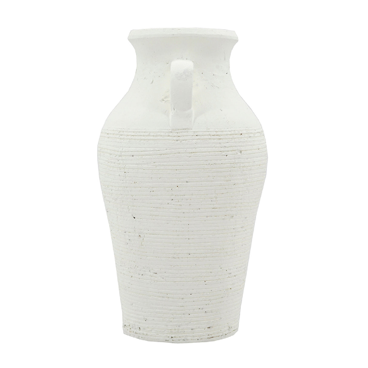 Rustic White Terracotta Tall Vase with Handles | OROA