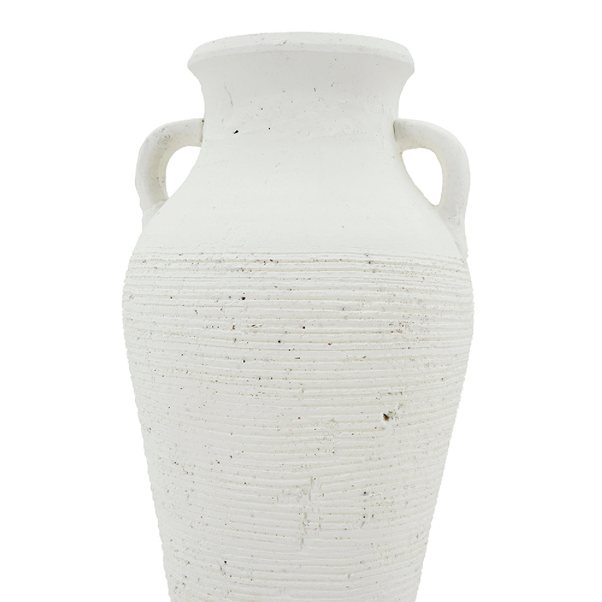 Rustic White Terracotta Tall Vase with Handles | OROA