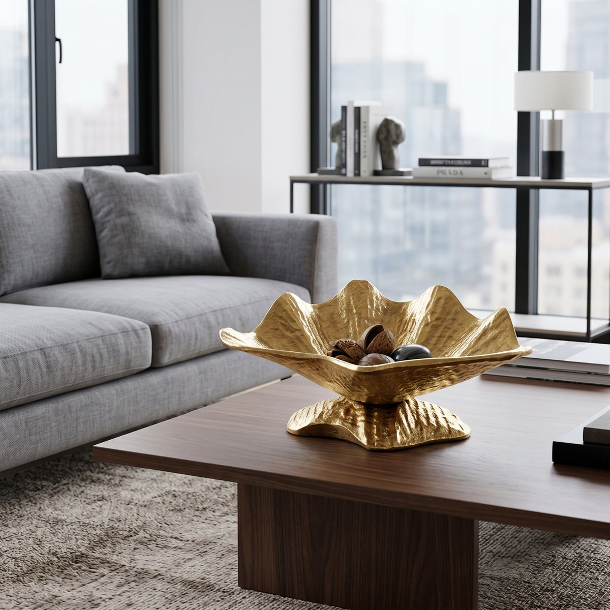 Aluminum Footed Gold Decorative Bowl | OROA