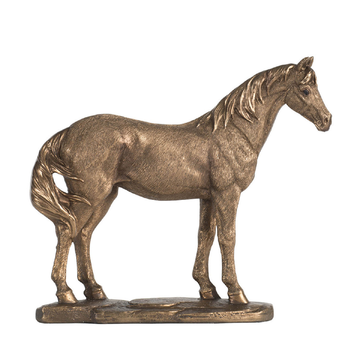 Antique Gold Standing Horse Sculpture | OROA