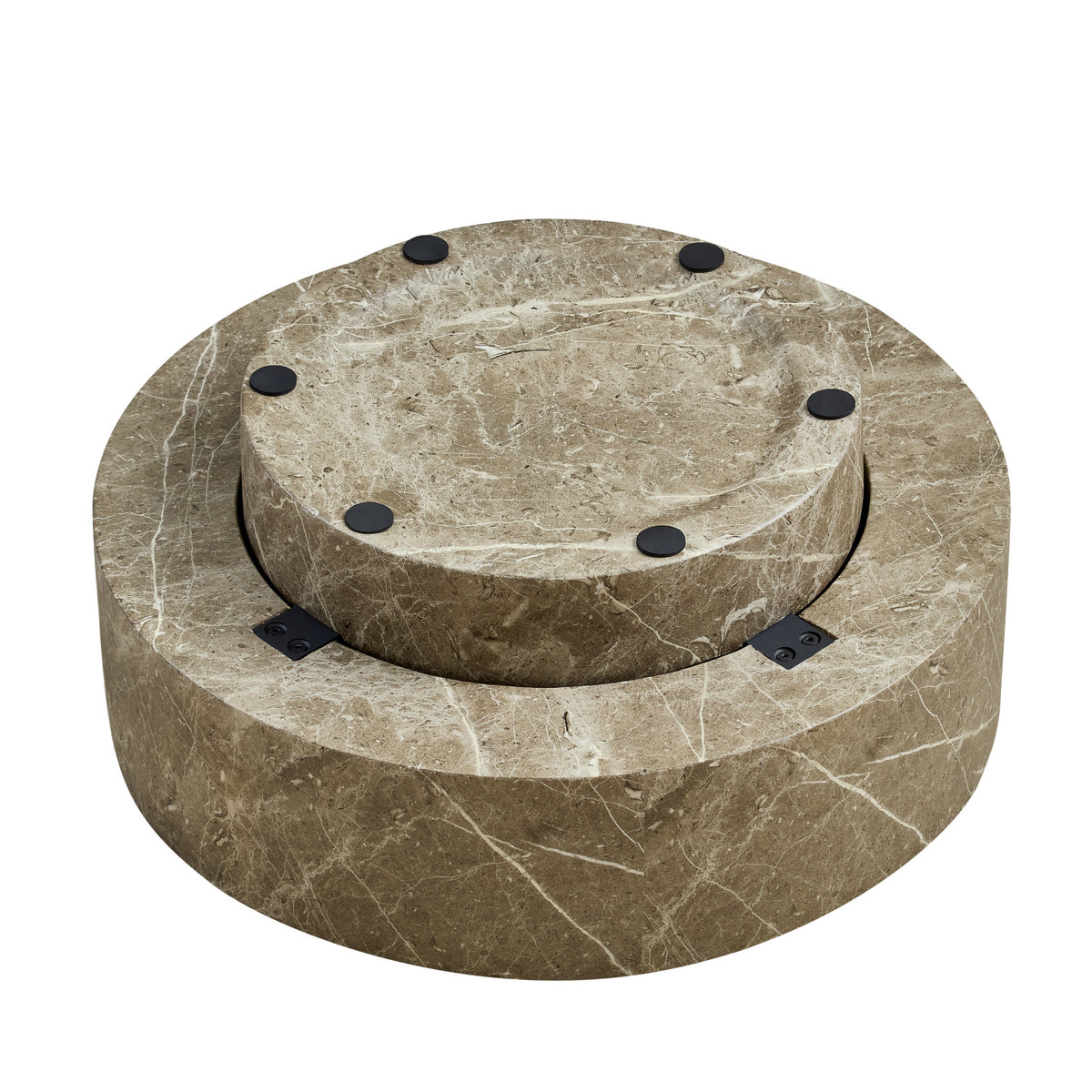 Travertine-Look Round Coffee Table by OROA