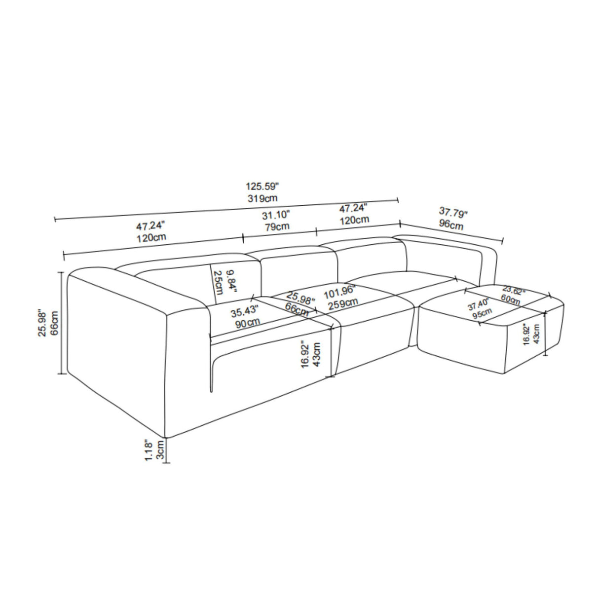 Modern Minimalist Sectional Sofa | OROA