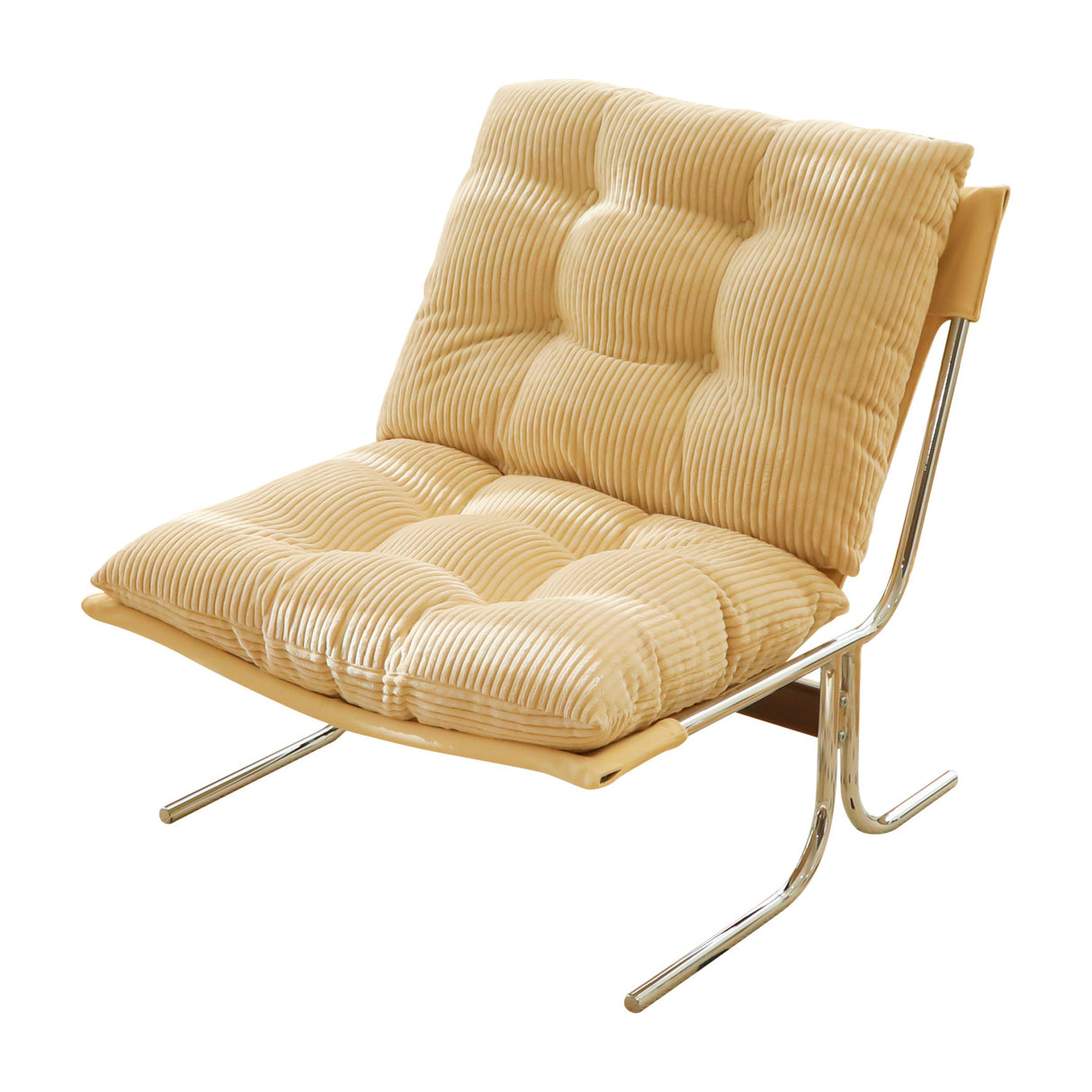 Modern Cream Upholstered Metal Frame Accent Chair | OROA