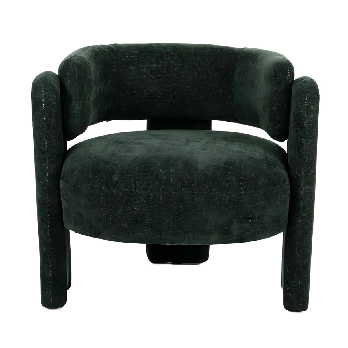 Green Textured Fabric Barrel Accent Chair | OROA