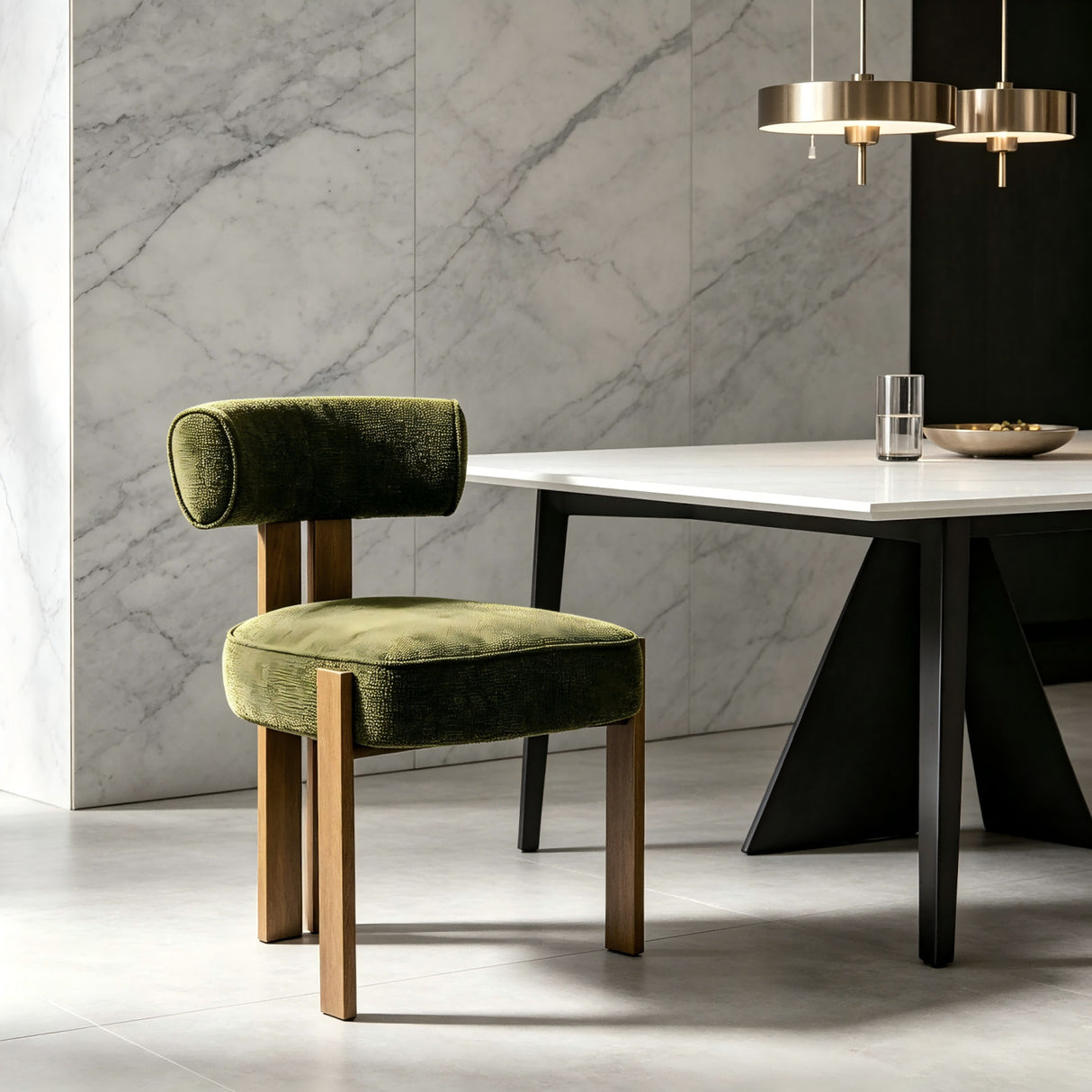 Modern Upholstered Curved Back Dining Chair | OROA
