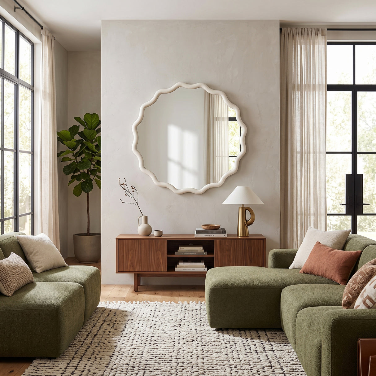 Wavy Wood Frame Wall Mirror | OROA