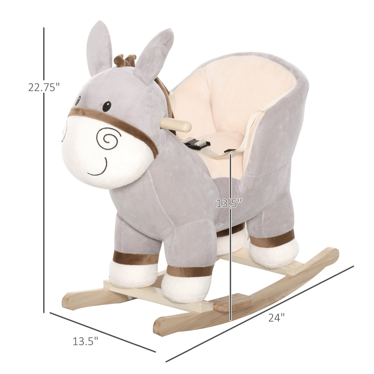 Gray Plush Ride-On Rocking Horse Donkey Toy | OROA Kids