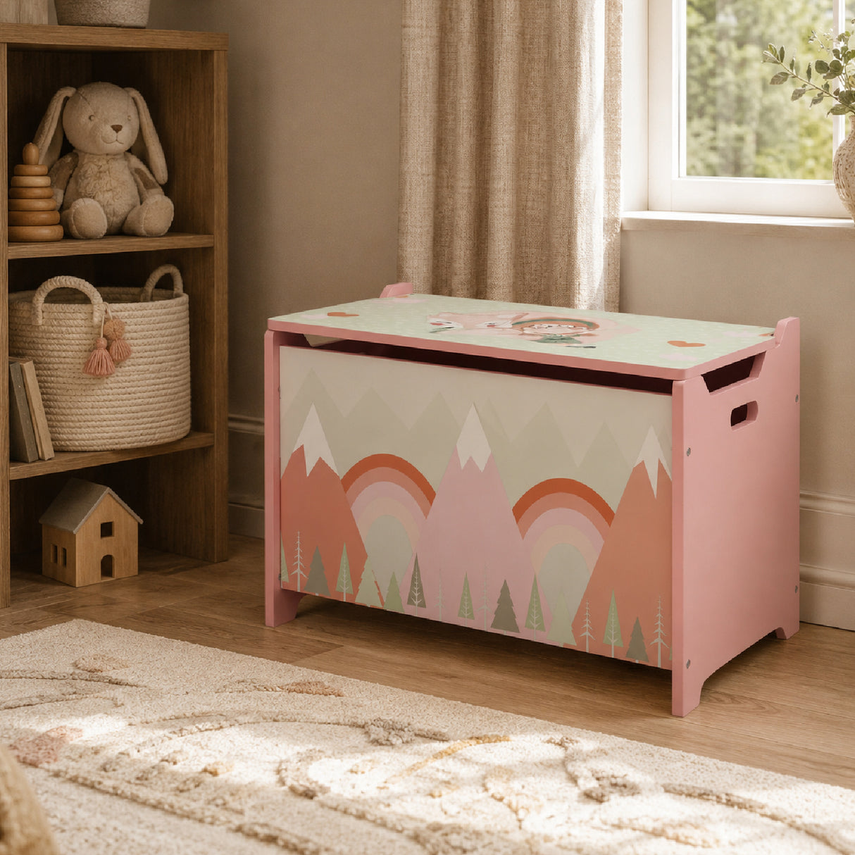 Pink Kids Toy Box with Lid | OROA Kids