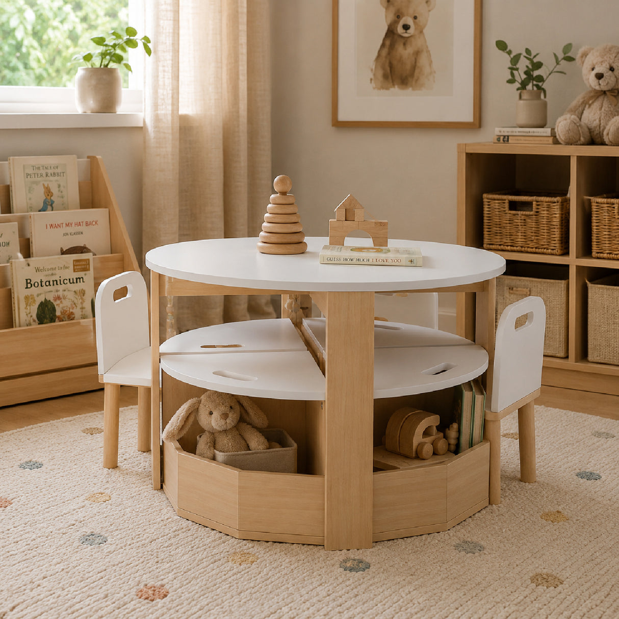 Kids Table and Chairs Set with Storage | OROA Kids