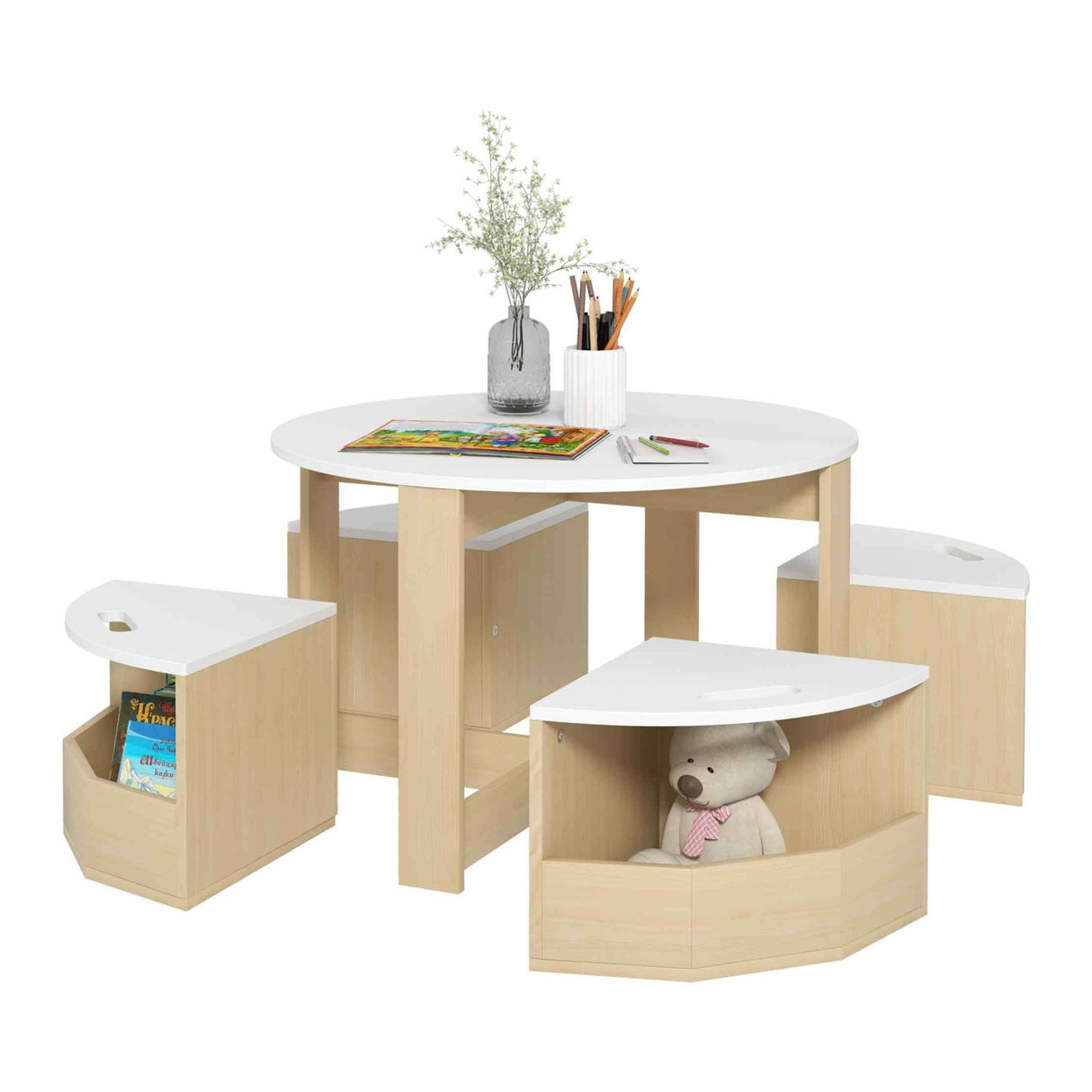 Kids Table and Chairs Set with Storage | OROA Kids