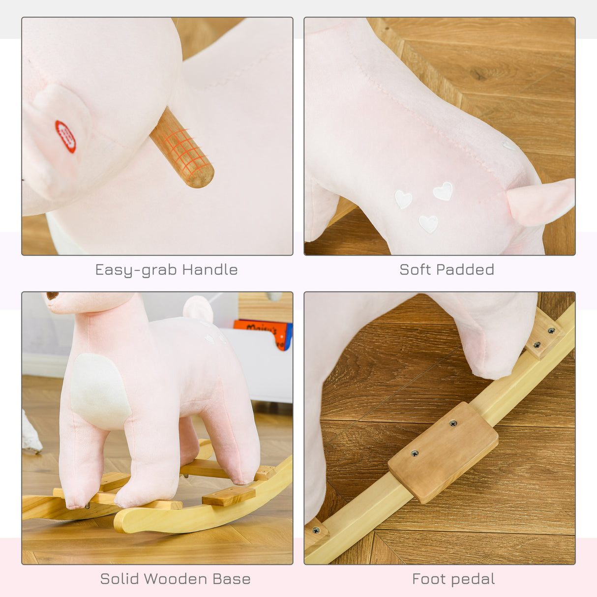 Pink Deer-Shaped Plush Ride-On Rocking Horse Toy | OROA Kids