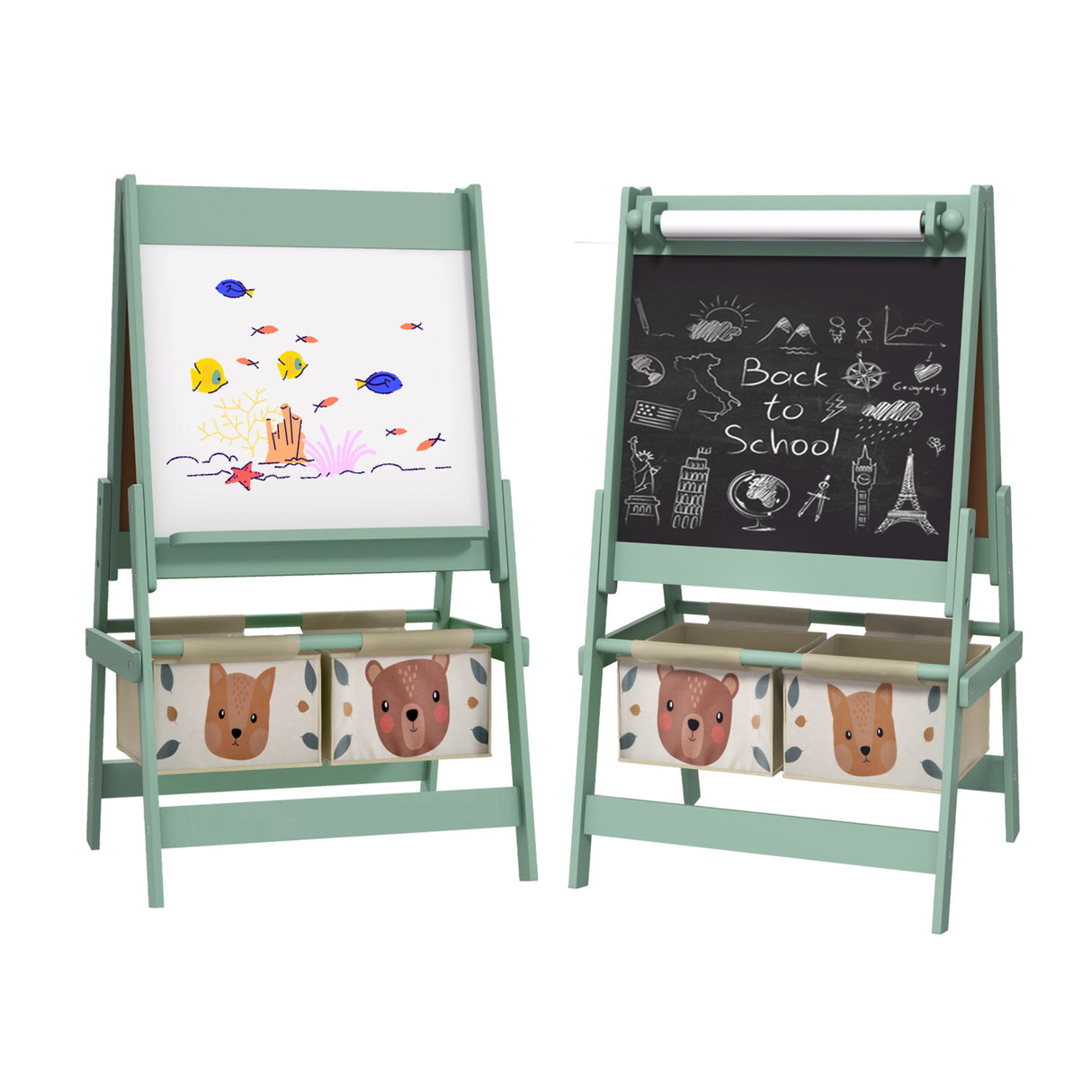 3-in-1 Kids Art Easel with Storage Baskets | OROA Kids