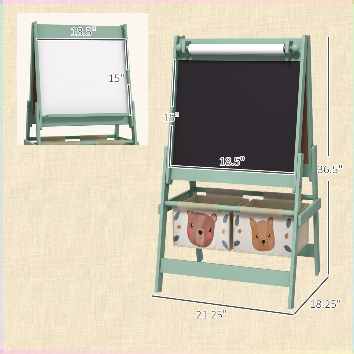 3-in-1 Kids Art Easel with Storage Baskets | OROA Kids