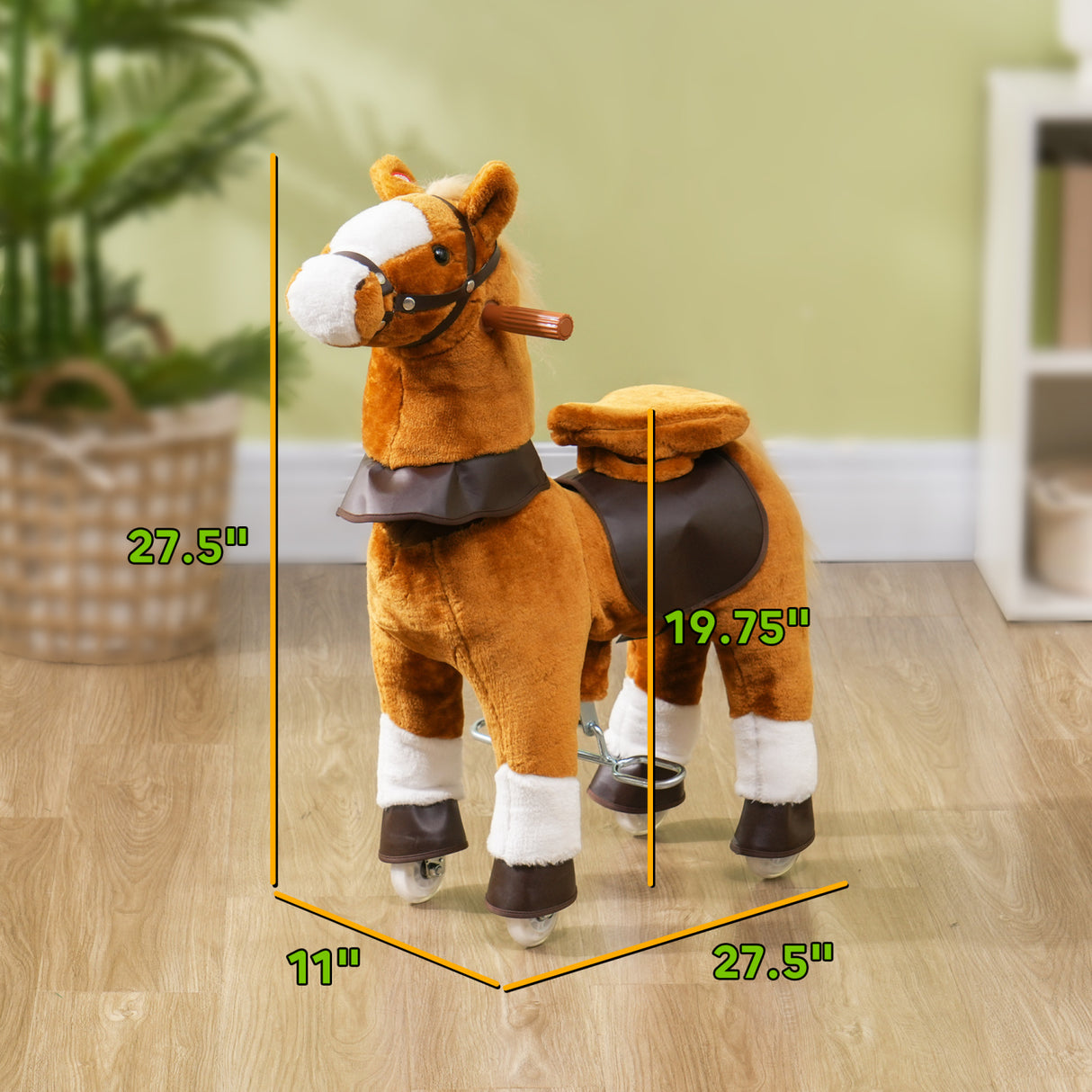 Brown Plush Ride-On Walking Horse Toy for Kids | OROA Kids