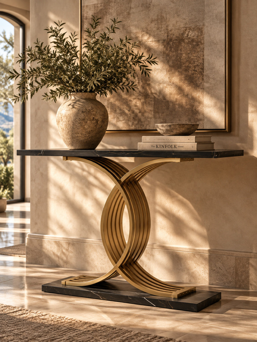 Modern European furniture - Black & Gold Console Table - www.oroa.com