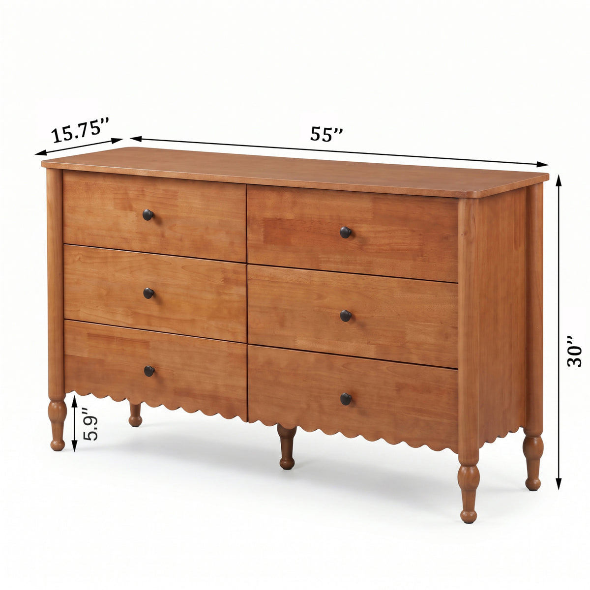 Modern European furniture - Mid-Century 6-Drawer Wooden Dresser - www.oroa.com